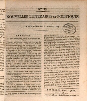 Nouvelles littéraires et politiques (Gazette des Deux-Ponts) Montag 3. Juli 1809