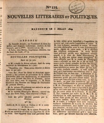 Nouvelles littéraires et politiques (Gazette des Deux-Ponts) Mittwoch 5. Juli 1809