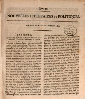 Nouvelles littéraires et politiques (Gazette des Deux-Ponts) Freitag 21. Juli 1809