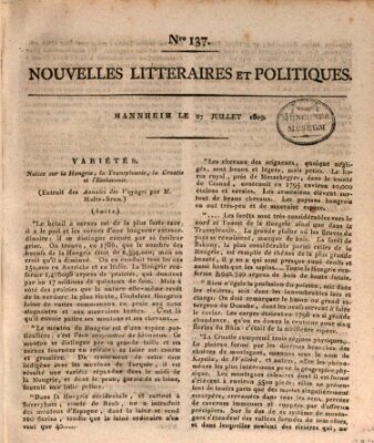 Nouvelles littéraires et politiques (Gazette des Deux-Ponts) Donnerstag 27. Juli 1809