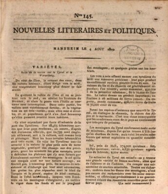 Nouvelles littéraires et politiques (Gazette des Deux-Ponts) Freitag 4. August 1809