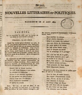 Nouvelles littéraires et politiques (Gazette des Deux-Ponts) Mittwoch 16. August 1809