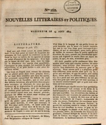 Nouvelles littéraires et politiques (Gazette des Deux-Ponts) Samstag 19. August 1809