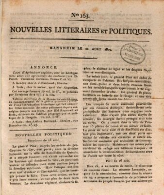 Nouvelles littéraires et politiques (Gazette des Deux-Ponts) Dienstag 22. August 1809