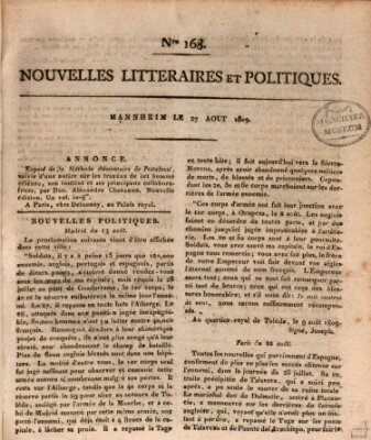 Nouvelles littéraires et politiques (Gazette des Deux-Ponts) Sonntag 27. August 1809