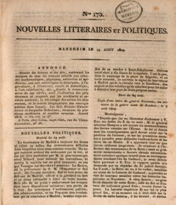 Nouvelles littéraires et politiques (Gazette des Deux-Ponts) Dienstag 29. August 1809