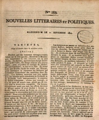 Nouvelles littéraires et politiques (Gazette des Deux-Ponts) Montag 11. September 1809