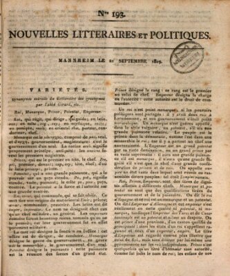 Nouvelles littéraires et politiques (Gazette des Deux-Ponts) Donnerstag 21. September 1809