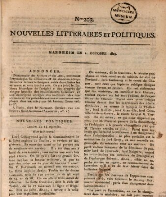 Nouvelles littéraires et politiques (Gazette des Deux-Ponts) Sonntag 1. Oktober 1809