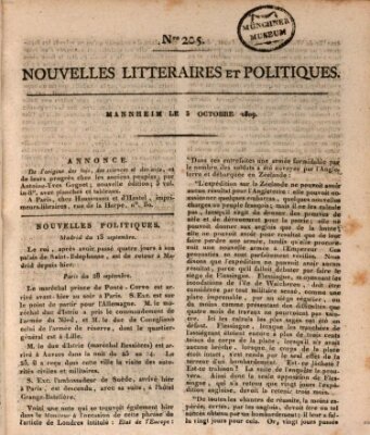 Nouvelles littéraires et politiques (Gazette des Deux-Ponts) Dienstag 3. Oktober 1809