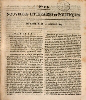 Nouvelles littéraires et politiques (Gazette des Deux-Ponts) Mittwoch 11. Oktober 1809