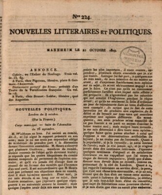 Nouvelles littéraires et politiques (Gazette des Deux-Ponts) Sonntag 22. Oktober 1809