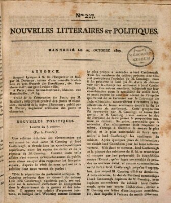 Nouvelles littéraires et politiques (Gazette des Deux-Ponts) Mittwoch 25. Oktober 1809