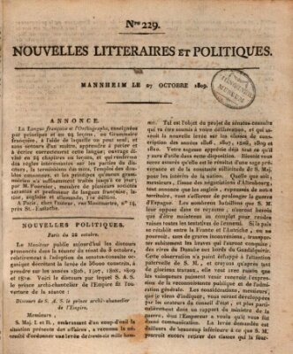 Nouvelles littéraires et politiques (Gazette des Deux-Ponts) Freitag 27. Oktober 1809