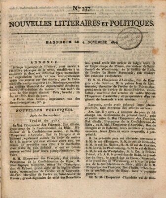 Nouvelles littéraires et politiques (Gazette des Deux-Ponts) Samstag 4. November 1809