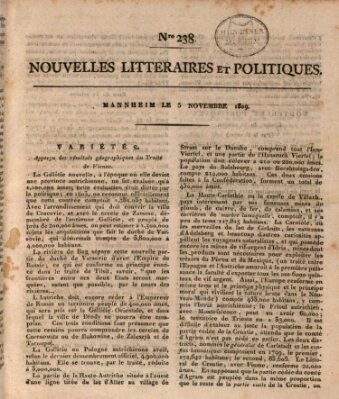 Nouvelles littéraires et politiques (Gazette des Deux-Ponts) Sonntag 5. November 1809