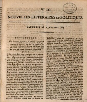 Nouvelles littéraires et politiques (Gazette des Deux-Ponts) Donnerstag 9. November 1809