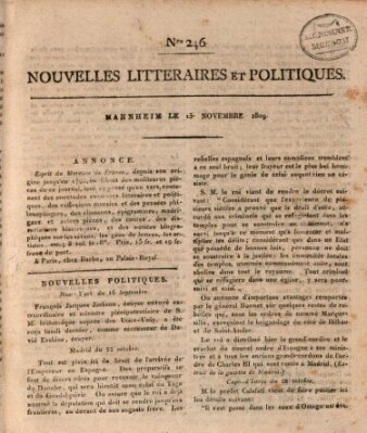 Nouvelles littéraires et politiques (Gazette des Deux-Ponts) Montag 13. November 1809