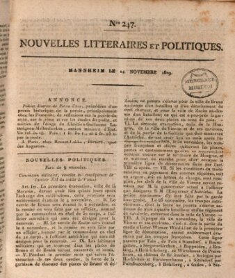 Nouvelles littéraires et politiques (Gazette des Deux-Ponts) Dienstag 14. November 1809