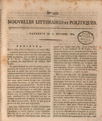 Nouvelles littéraires et politiques (Gazette des Deux-Ponts) Freitag 17. November 1809