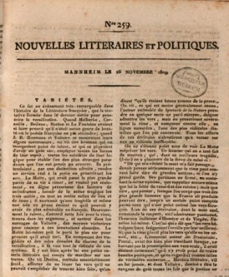 Nouvelles littéraires et politiques (Gazette des Deux-Ponts) Sonntag 26. November 1809