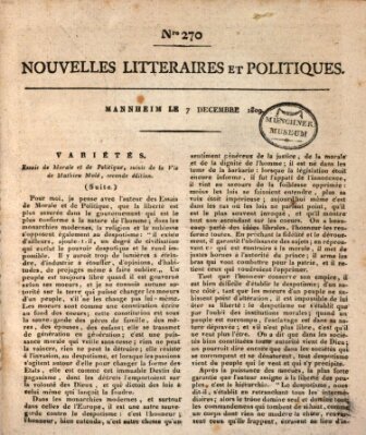 Nouvelles littéraires et politiques (Gazette des Deux-Ponts) Donnerstag 7. Dezember 1809