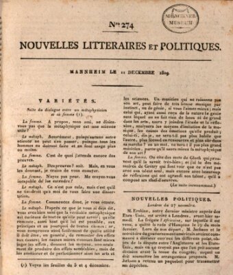 Nouvelles littéraires et politiques (Gazette des Deux-Ponts) Montag 11. Dezember 1809