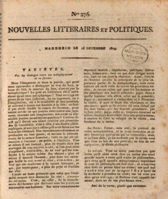 Nouvelles littéraires et politiques (Gazette des Deux-Ponts) Mittwoch 13. Dezember 1809