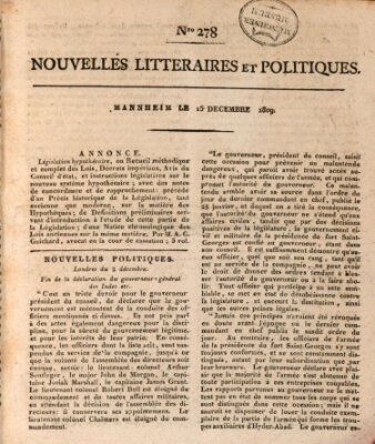 Nouvelles littéraires et politiques (Gazette des Deux-Ponts) Freitag 15. Dezember 1809