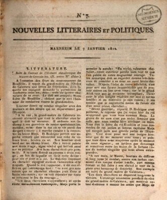 Nouvelles littéraires et politiques (Gazette des Deux-Ponts) Sonntag 7. Januar 1810