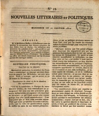 Nouvelles littéraires et politiques (Gazette des Deux-Ponts) Freitag 12. Januar 1810