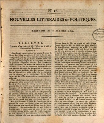 Nouvelles littéraires et politiques (Gazette des Deux-Ponts) Mittwoch 17. Januar 1810