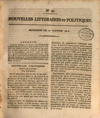 Nouvelles littéraires et politiques (Gazette des Deux-Ponts) Sonntag 21. Januar 1810