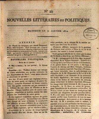 Nouvelles littéraires et politiques (Gazette des Deux-Ponts) Montag 22. Januar 1810