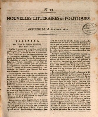 Nouvelles littéraires et politiques (Gazette des Deux-Ponts) Dienstag 23. Januar 1810