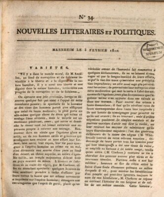 Nouvelles littéraires et politiques (Gazette des Deux-Ponts) Samstag 3. Februar 1810