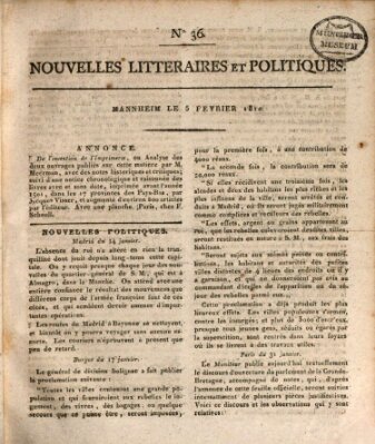 Nouvelles littéraires et politiques (Gazette des Deux-Ponts) Montag 5. Februar 1810