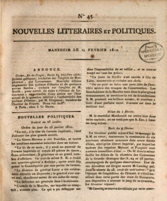 Nouvelles littéraires et politiques (Gazette des Deux-Ponts) Mittwoch 14. Februar 1810