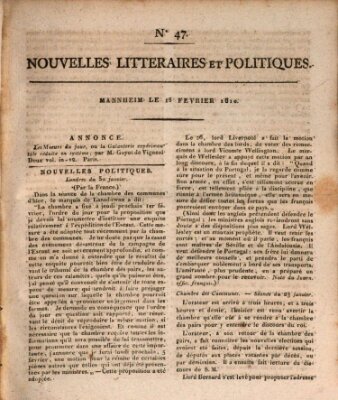 Nouvelles littéraires et politiques (Gazette des Deux-Ponts) Freitag 16. Februar 1810