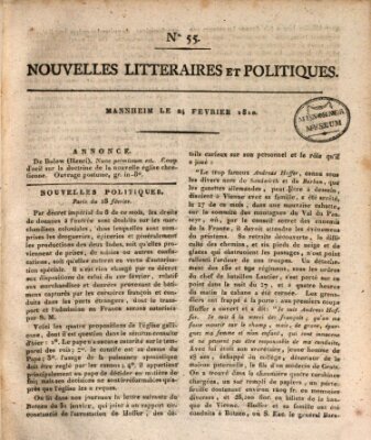 Nouvelles littéraires et politiques (Gazette des Deux-Ponts) Samstag 24. Februar 1810