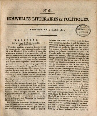 Nouvelles littéraires et politiques (Gazette des Deux-Ponts) Freitag 2. März 1810