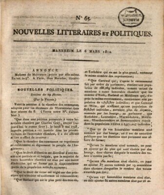 Nouvelles littéraires et politiques (Gazette des Deux-Ponts) Dienstag 6. März 1810