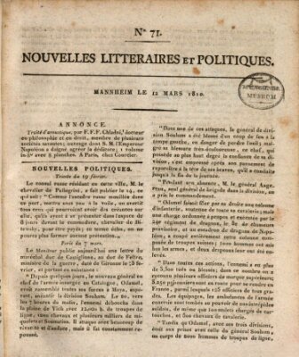 Nouvelles littéraires et politiques (Gazette des Deux-Ponts) Montag 12. März 1810