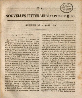 Nouvelles littéraires et politiques (Gazette des Deux-Ponts) Donnerstag 22. März 1810