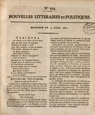 Nouvelles littéraires et politiques (Gazette des Deux-Ponts) Samstag 14. April 1810