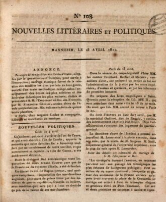 Nouvelles littéraires et politiques (Gazette des Deux-Ponts) Mittwoch 18. April 1810