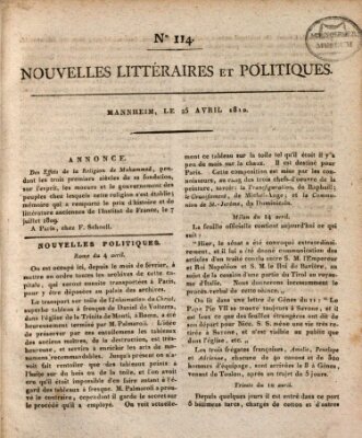 Nouvelles littéraires et politiques (Gazette des Deux-Ponts) Mittwoch 25. April 1810