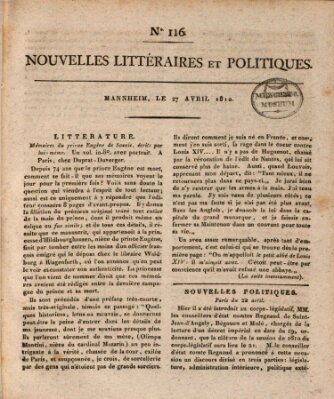 Nouvelles littéraires et politiques (Gazette des Deux-Ponts) Freitag 27. April 1810