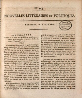 Nouvelles littéraires et politiques (Gazette des Deux-Ponts) Sonntag 3. Juni 1810