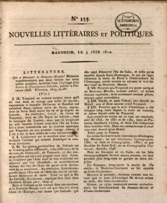 Nouvelles littéraires et politiques (Gazette des Deux-Ponts) Dienstag 5. Juni 1810